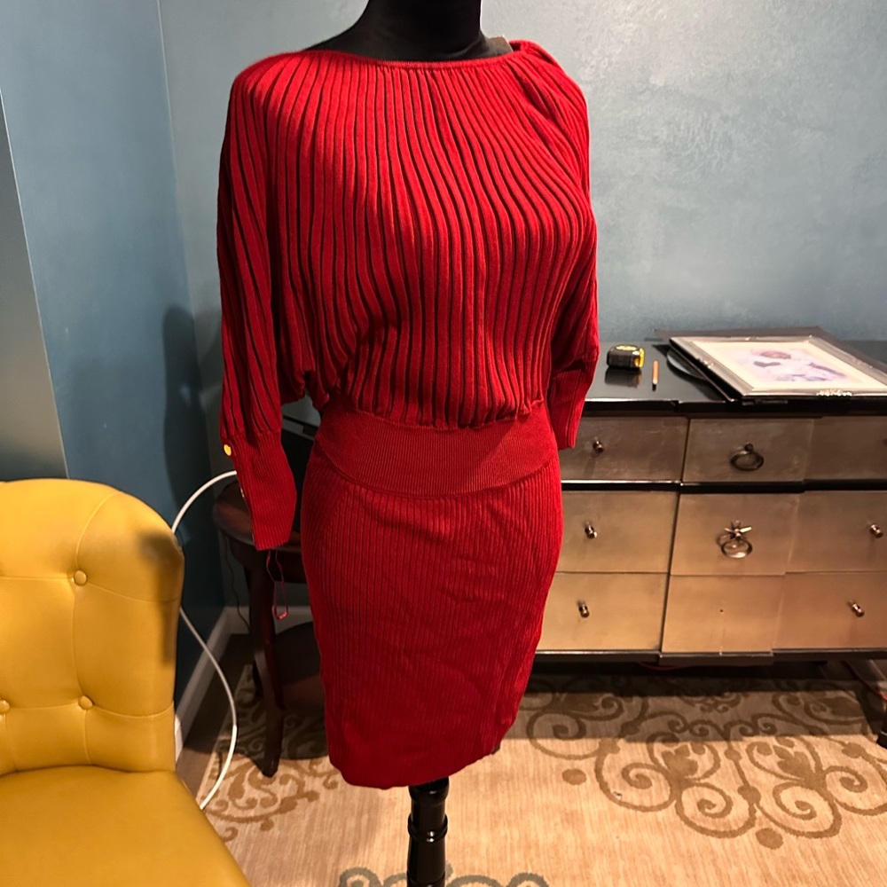 Red bandage at bottom dress